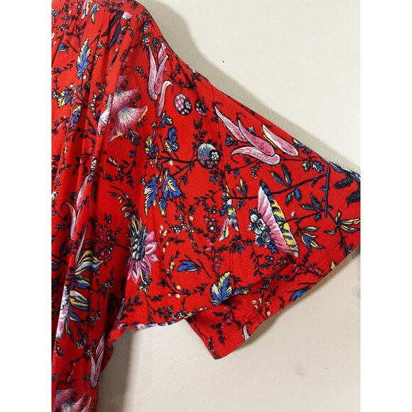 Maeve Floral Top XL Red Boho Indie Folk Peasant Preppy Resort Festival Western - Picture 5 of 9